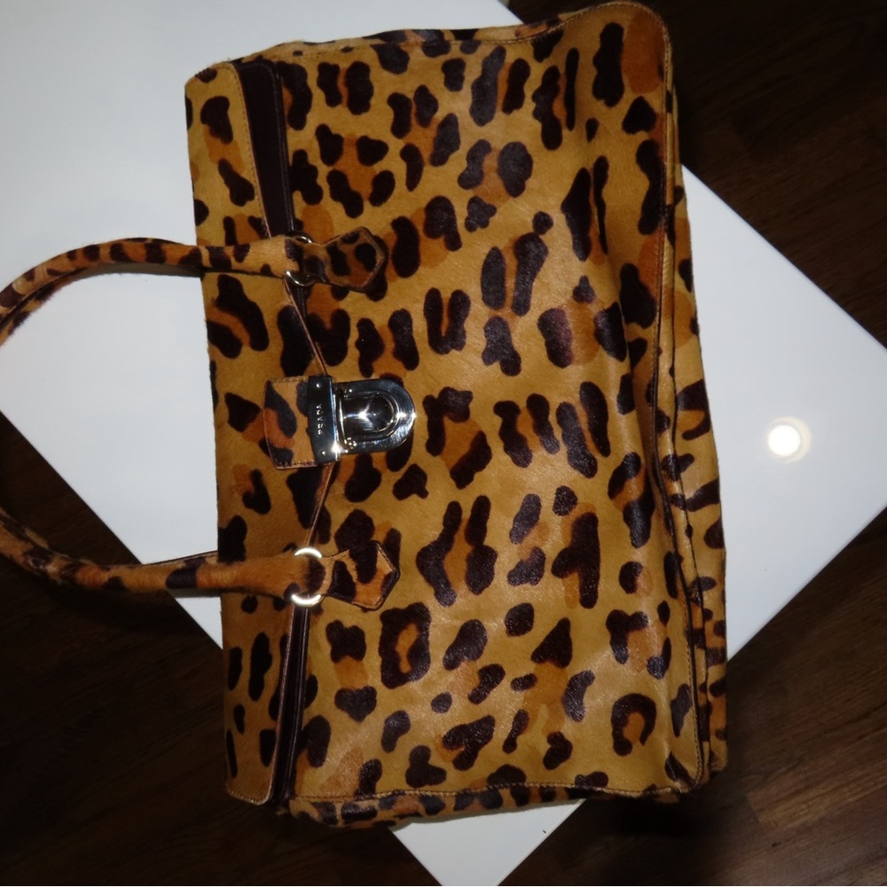 Prada Leopard-Print Satchel in Tan & Black - Picture 4 of 7